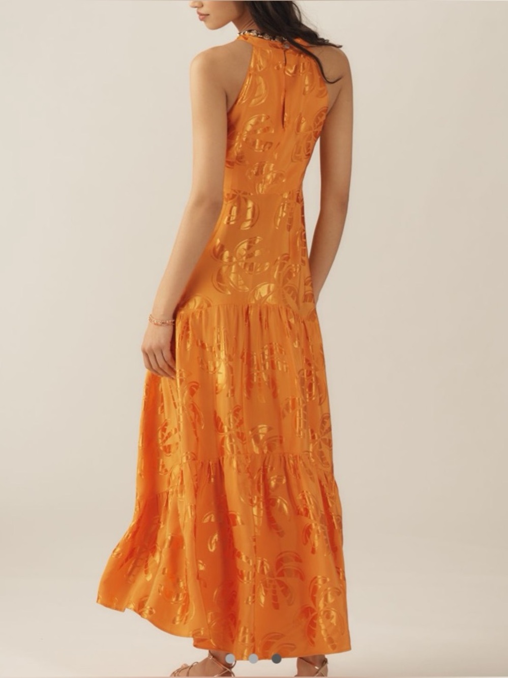 FARM Rio Orange Satin V-Neck Maxi Dress - Picture 2 of 10